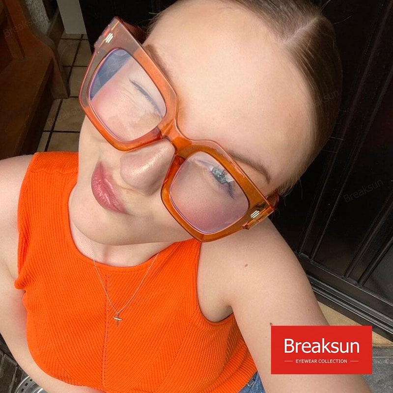 Breaksun Fashion Oversized Blue Light Blocking Glasses for Women Men Trendy Big Square Frame Computer Eyeglasses - Image 3